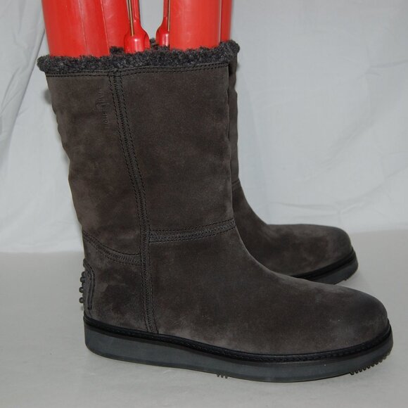 US 10 ? Car Shoe by PRADA ITALY Men\'s Shearling Suede Leather Ankle Boots